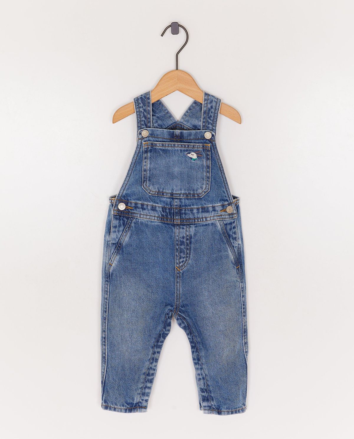 Blauwe jeanssalopette, loose fit