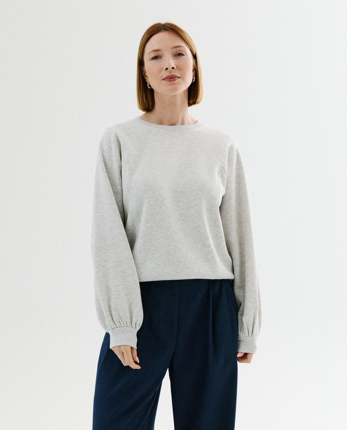 Sweater met siernaden, relaxed fit