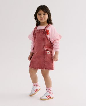 Kleedjes - Rode jeanssalopette met wassing