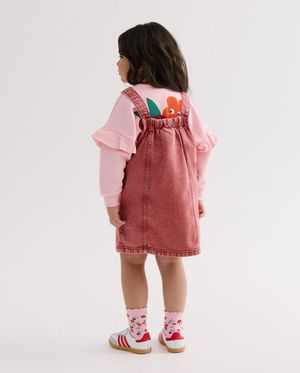 Kleedjes - Rode jeanssalopette met wassing
