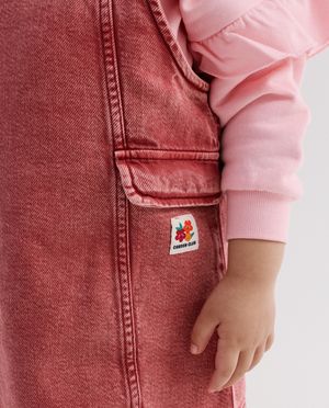 Kleedjes - Rode jeanssalopette met wassing