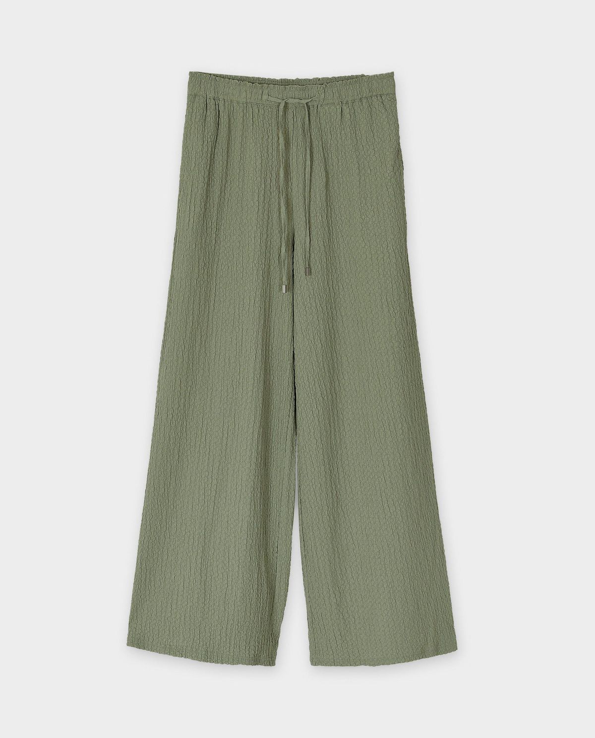 Broek met textuur, wide leg fit