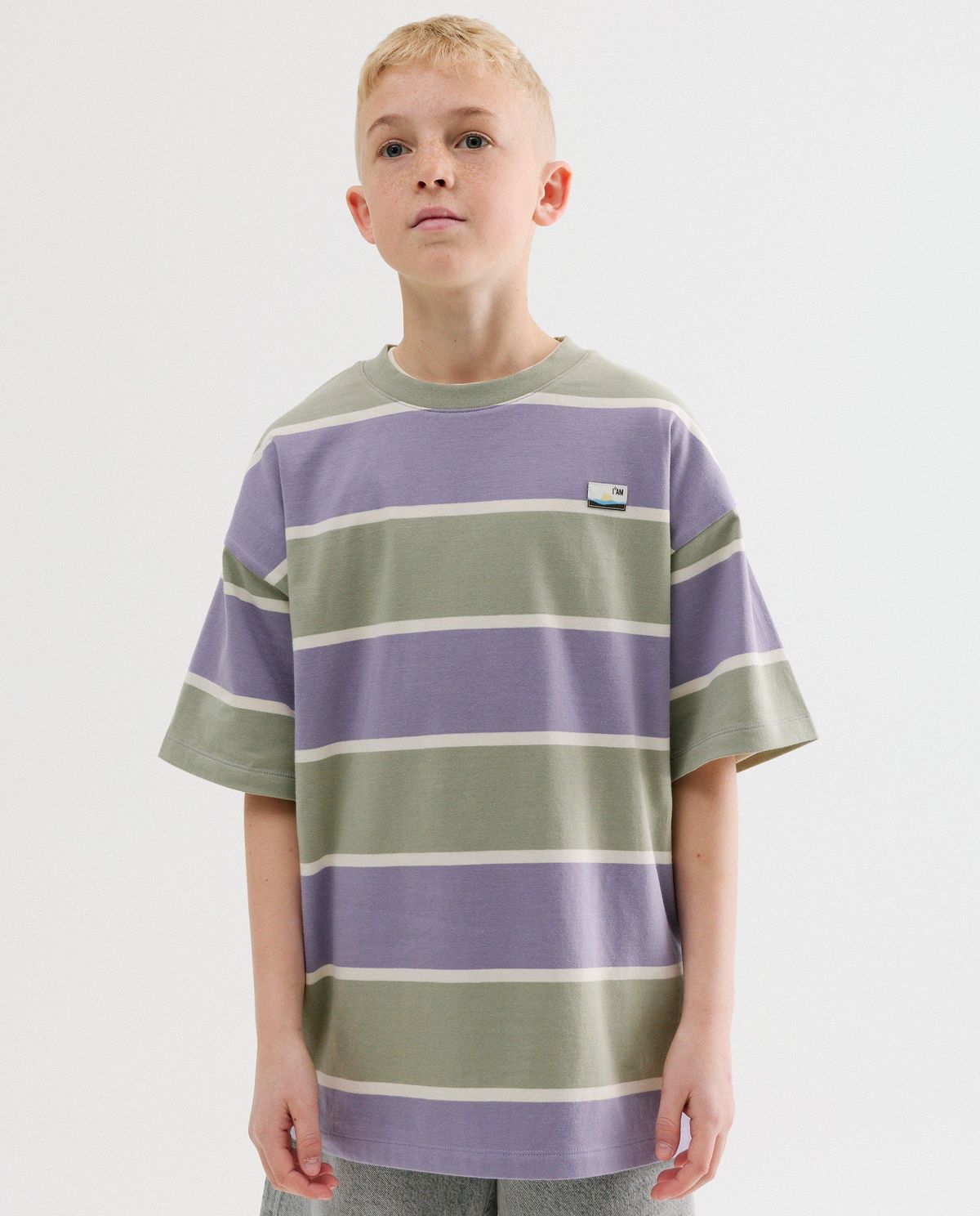 T-shirt met strepen van 100% biokatoen, 128-164