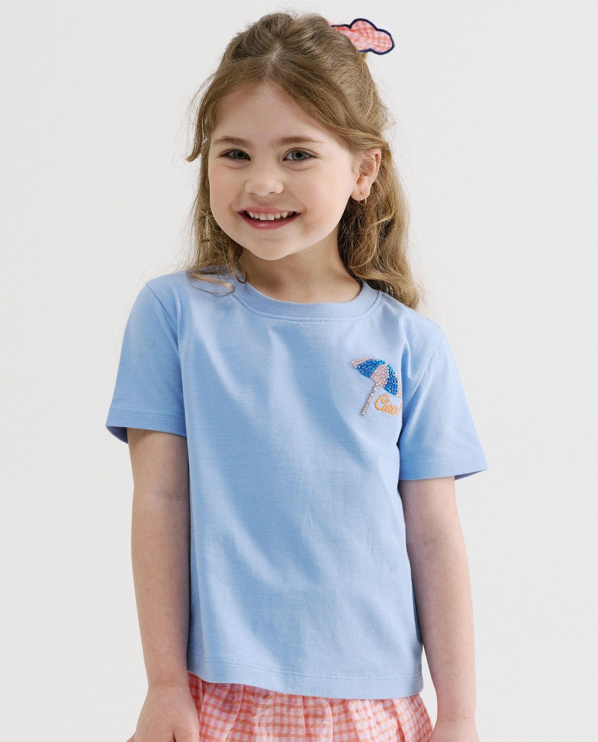 T-shirt met geborduurde parasol