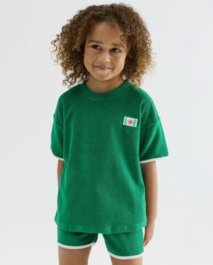 T-shirt avec label textile, coupe loose, 98-134