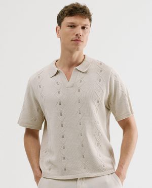 Gebreide polo met ajour - Solid