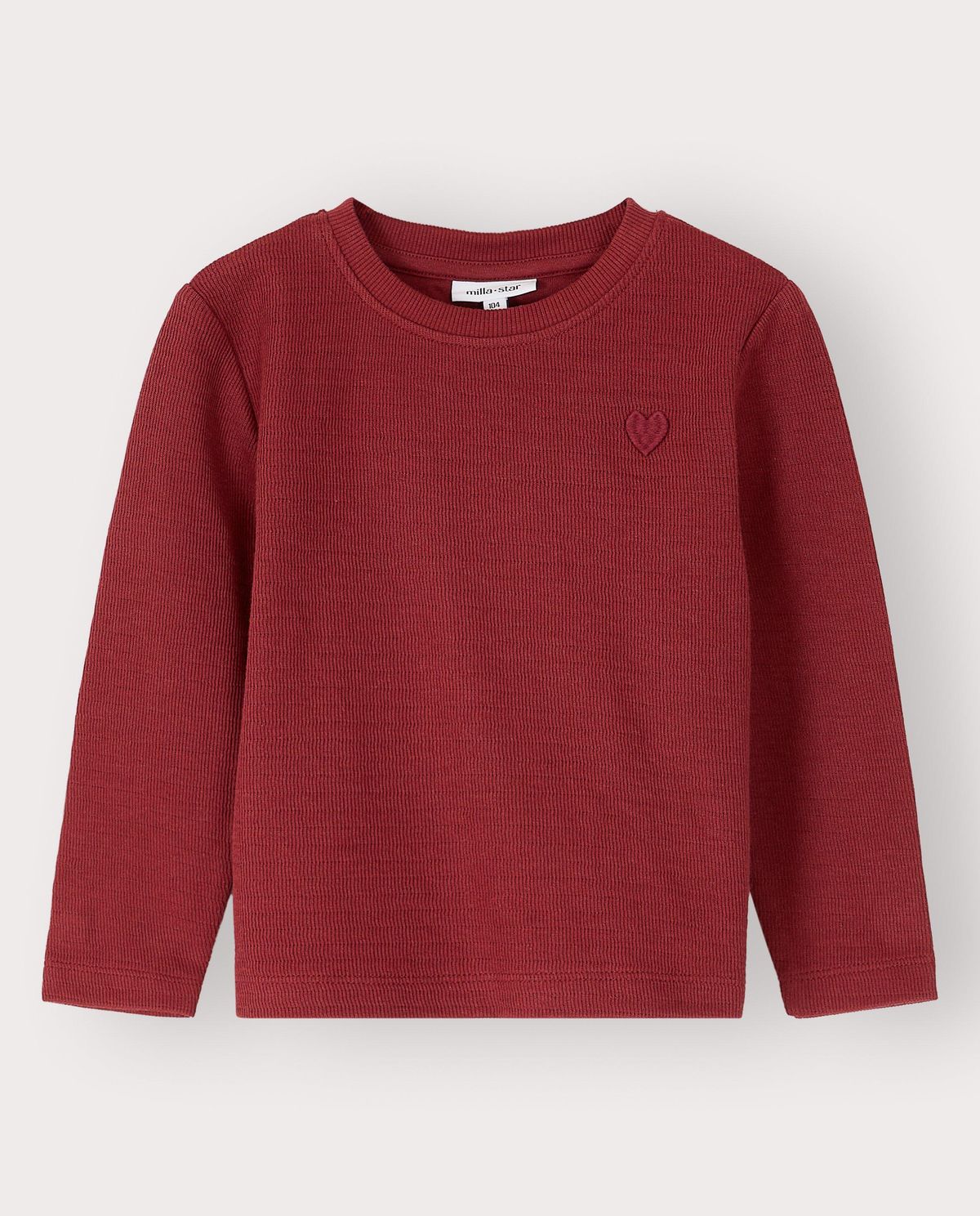 Bordeaux longsleeve met geborduurd hartje