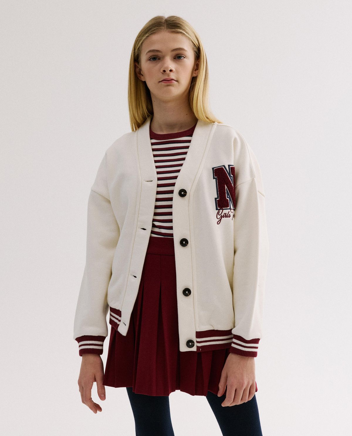 Cardigan met opschrift van badstof