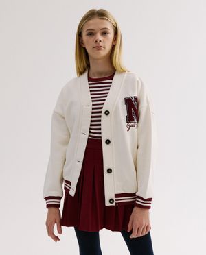 Cardigan met opschrift van badstof - Fish & Chips