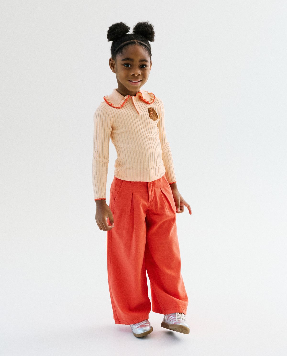 Oranje broek, wide leg fit