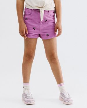Shorts - Short en jean avec cerises brod&eacute;es