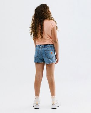 Shorts - Short en jean avec fraises brod&eacute;es