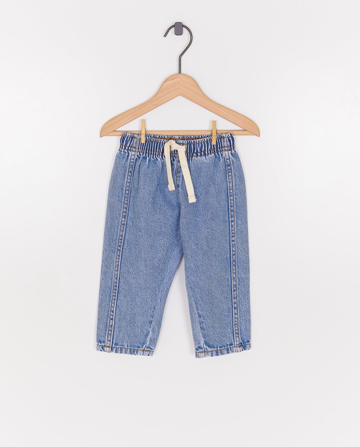 Blauwe jeans met siernaden, baggy fit