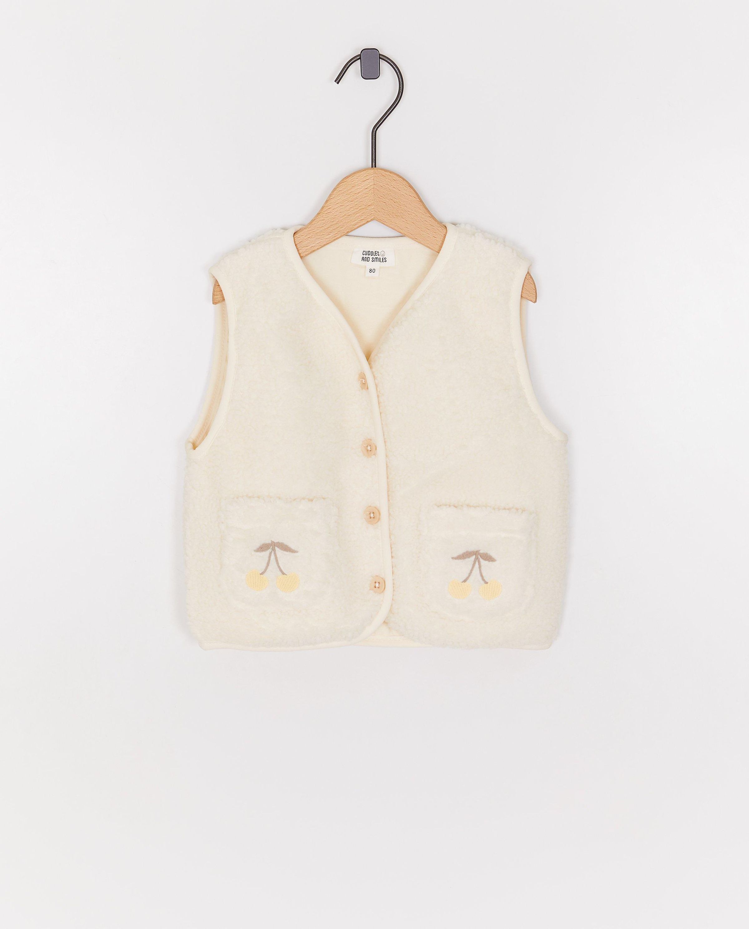 Teddy vest met geborduurde kersen - Cuddles and Smiles