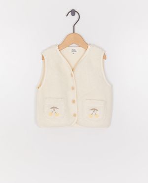 Teddy vest met geborduurde kersen - Cuddles and Smiles