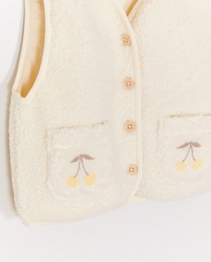 Blazers - Teddy vest met geborduurde kersen