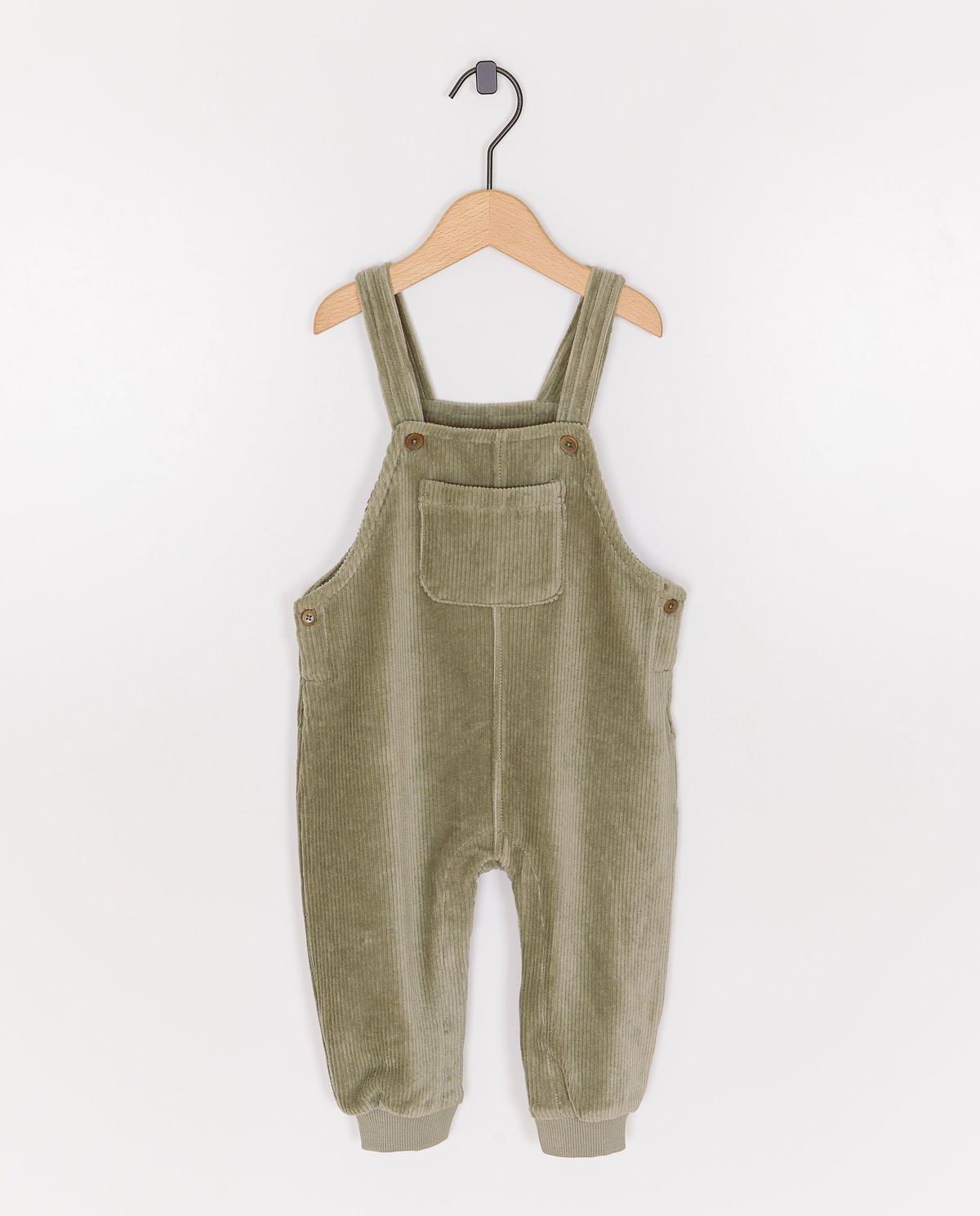 Groene salopette van ribfluweel