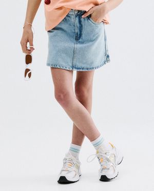 Shorts - Jupe-short en jean bleu