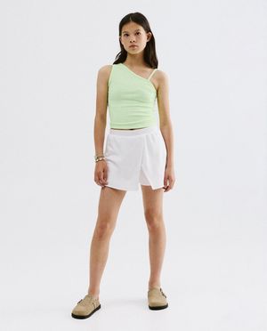 T-shirts - Top asym&eacute;trique avec fin motif c&ocirc;tel&eacute;