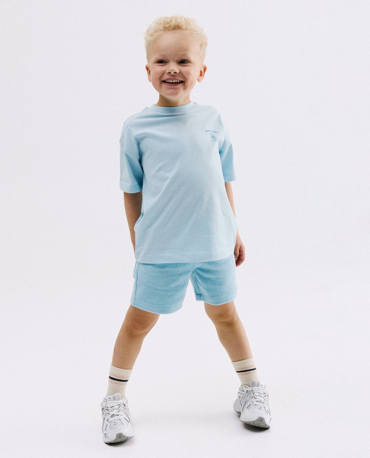 Blauwe short van badstof