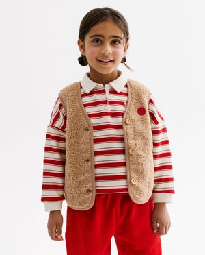 Teddy vest met geborduurde smiley - Milla Star