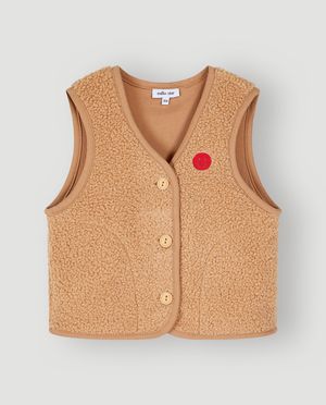 Cardigan - Teddy vest met geborduurde smiley