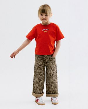 Broek met luipaardprint, straight fit