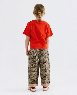 Broeken - Broek met luipaardprint, straight fit