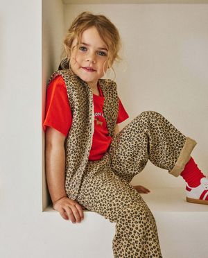 Broeken - Broek met luipaardprint, straight fit
