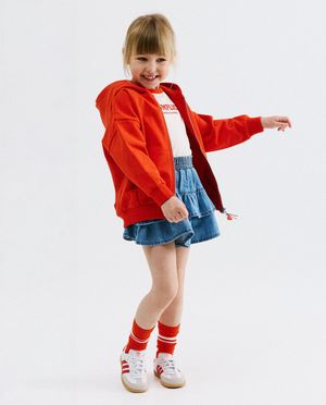 Skort van jeans met volants