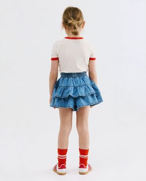 Rokken - Skort van jeans met volants