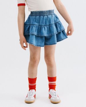 Rokken - Skort van jeans met volants