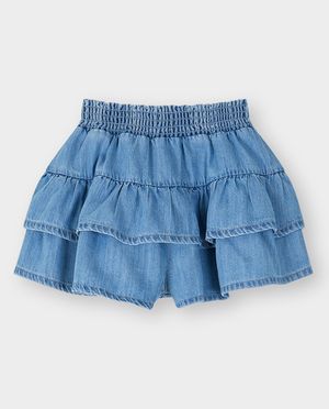 Rokken - Skort van jeans met volants