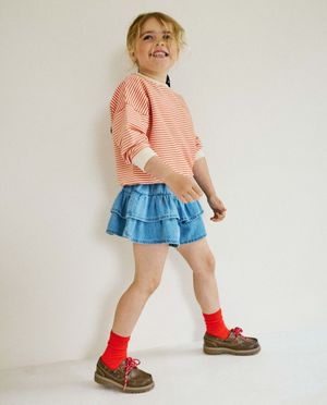 Rokken - Skort van jeans met volants