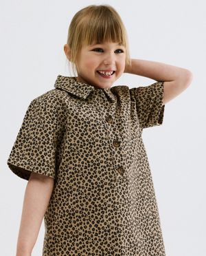 Kleedjes - Jeansjurk met luipaardprint