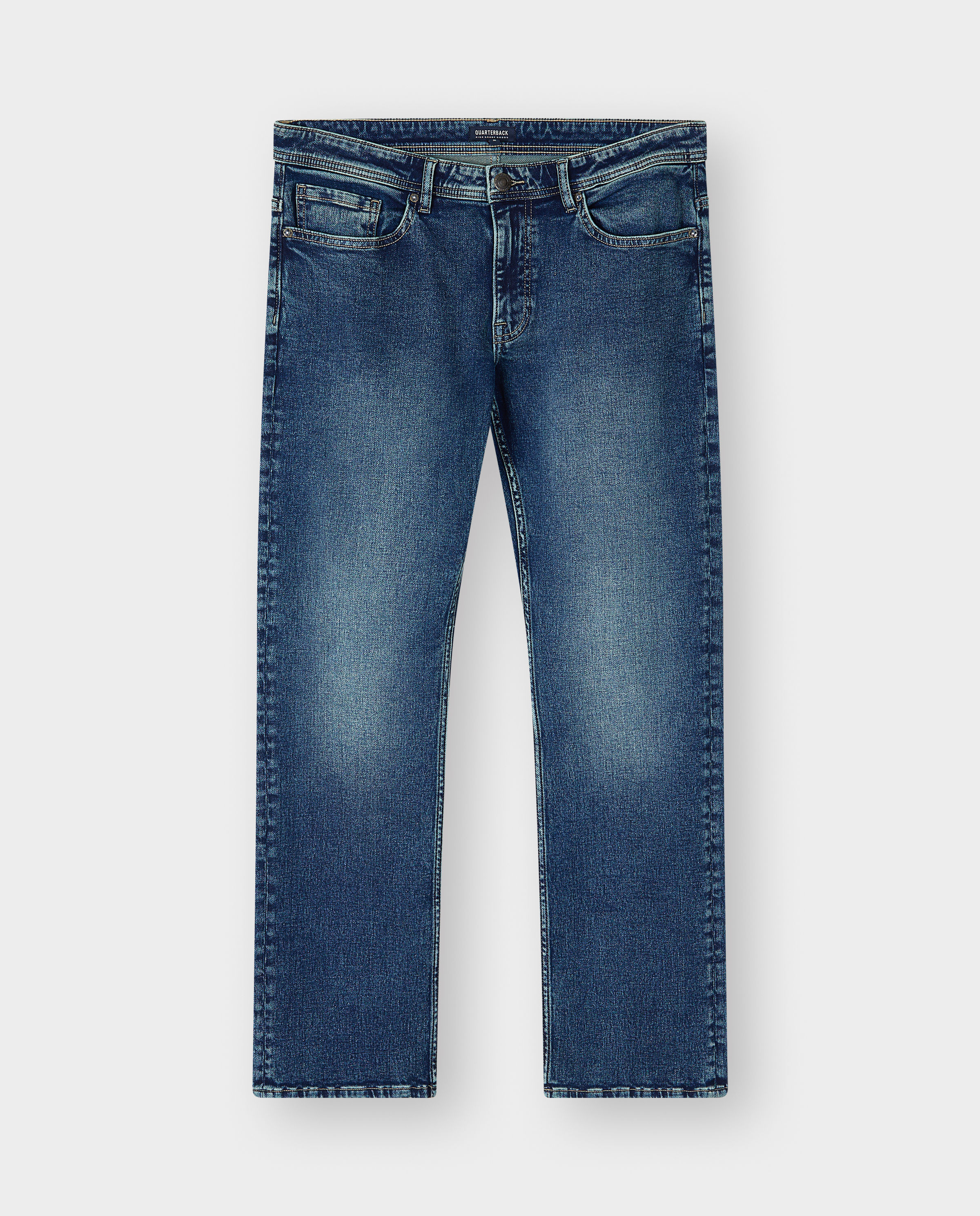 Donkerblauwe jeans, straight fit - Quarterback