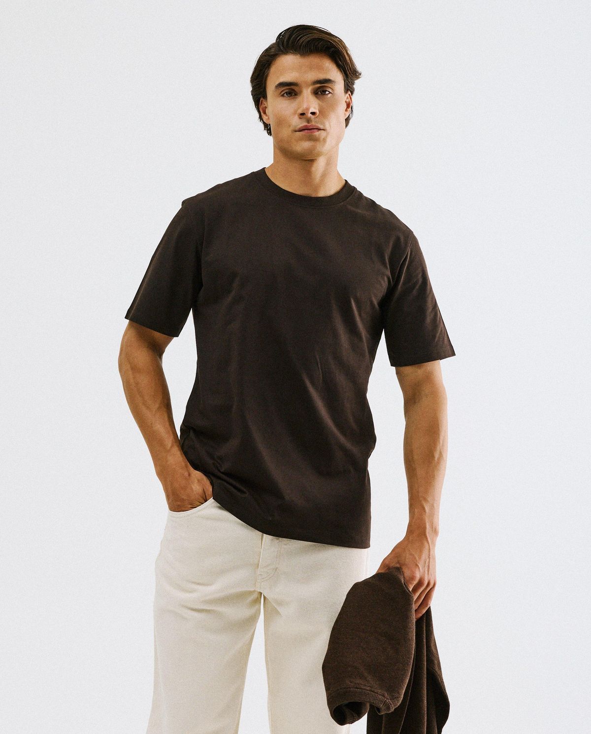 Donkerbruin T-shirt, relaxed fit