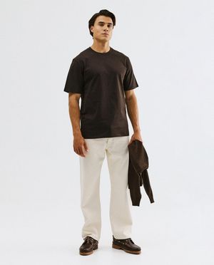 T-shirts - T-shirt brun fonc&eacute;, relaxed fit