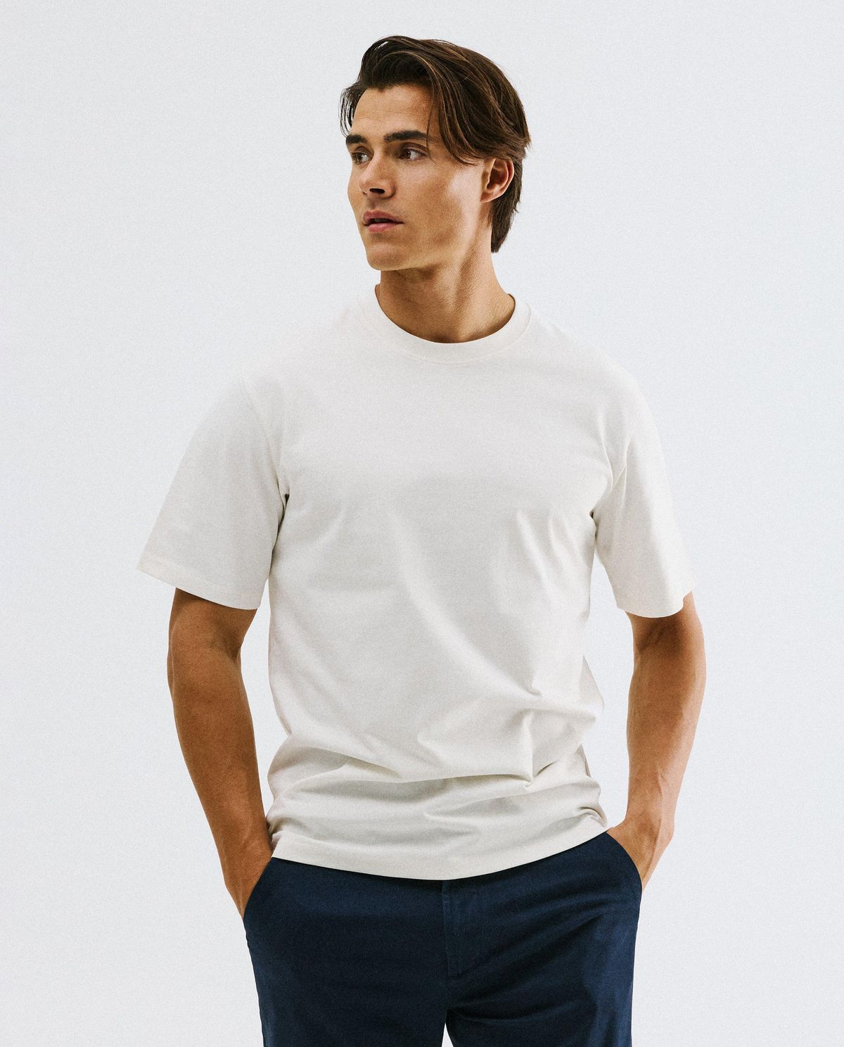 Beige T-shirt, relaxed fit