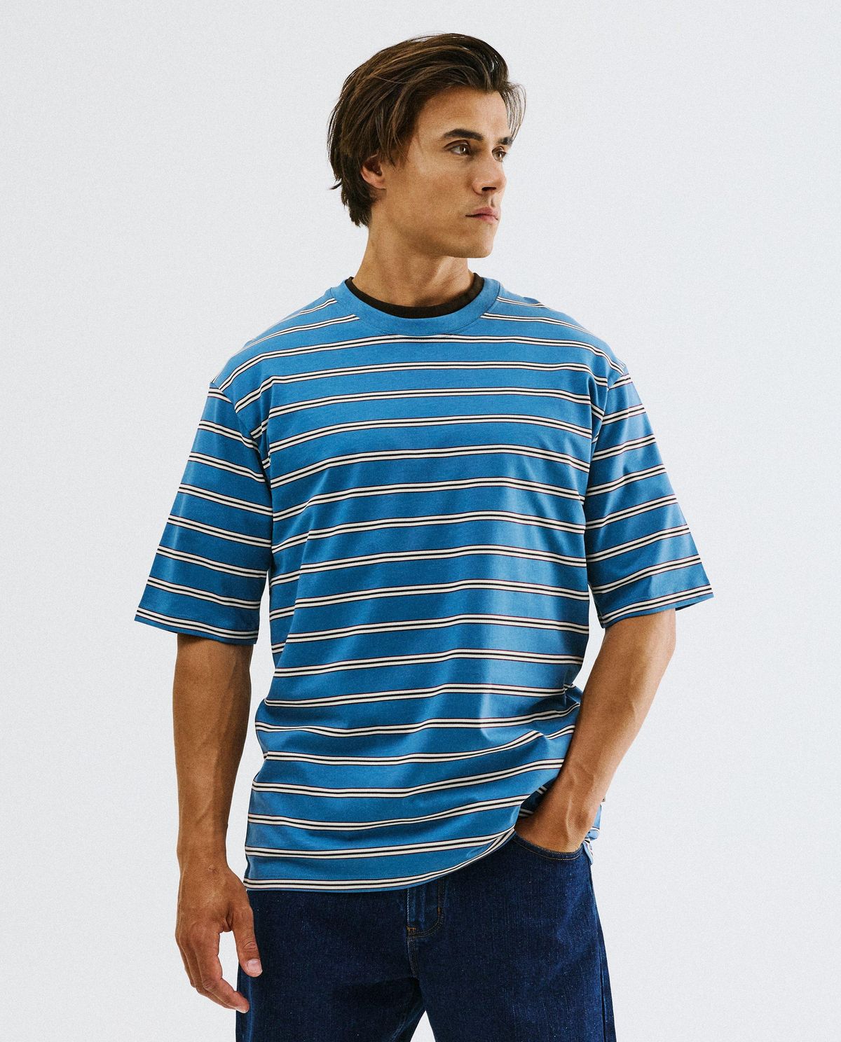 T-shirt met fijne strepen, relaxed fit