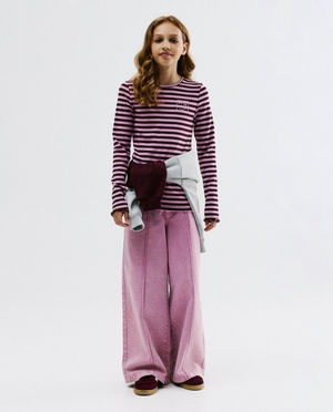 Pantalon rose, wide leg fit