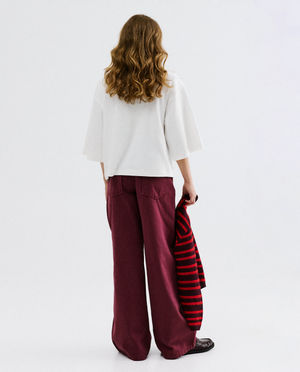 Jeans - Jean bordeaux, wide leg fit