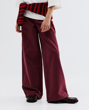 Jeans - Jean bordeaux, wide leg fit