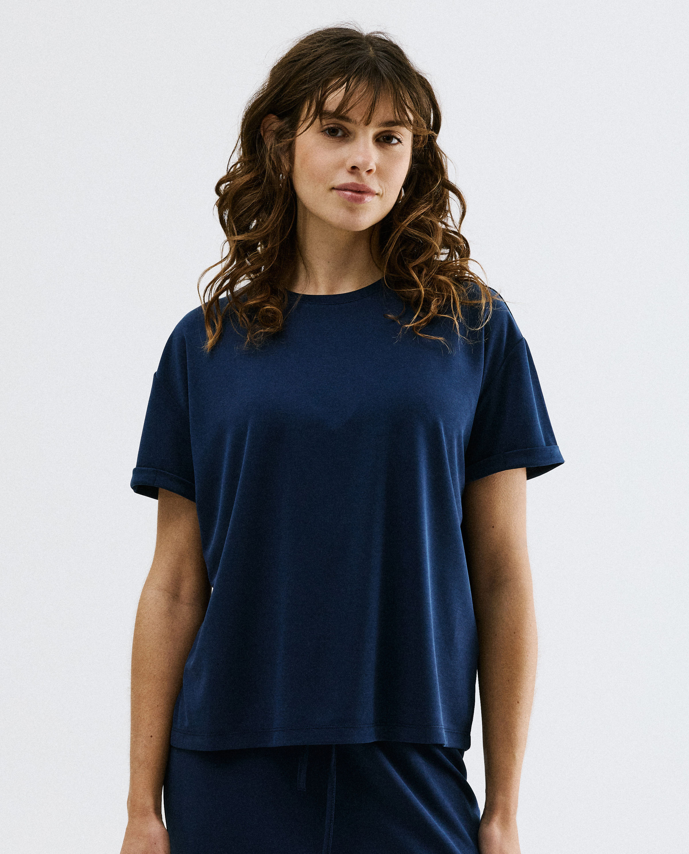 Donkerblauw T-shirt, loose fit - Sora