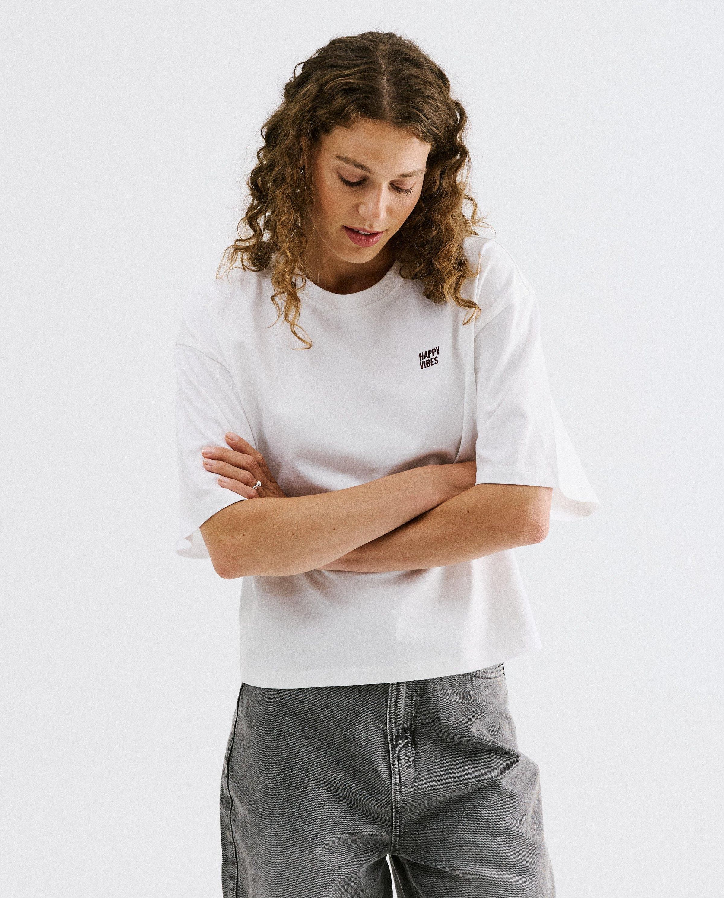 T-shirt met geborduurd opschrift, oversized fit - Sora