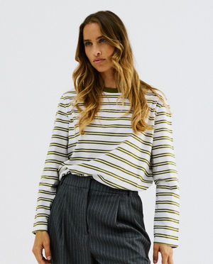 Longsleeve &agrave; fines rayures vertes