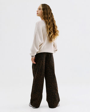 Jeans - Broek met luipaardprint, wide fit, 116-164