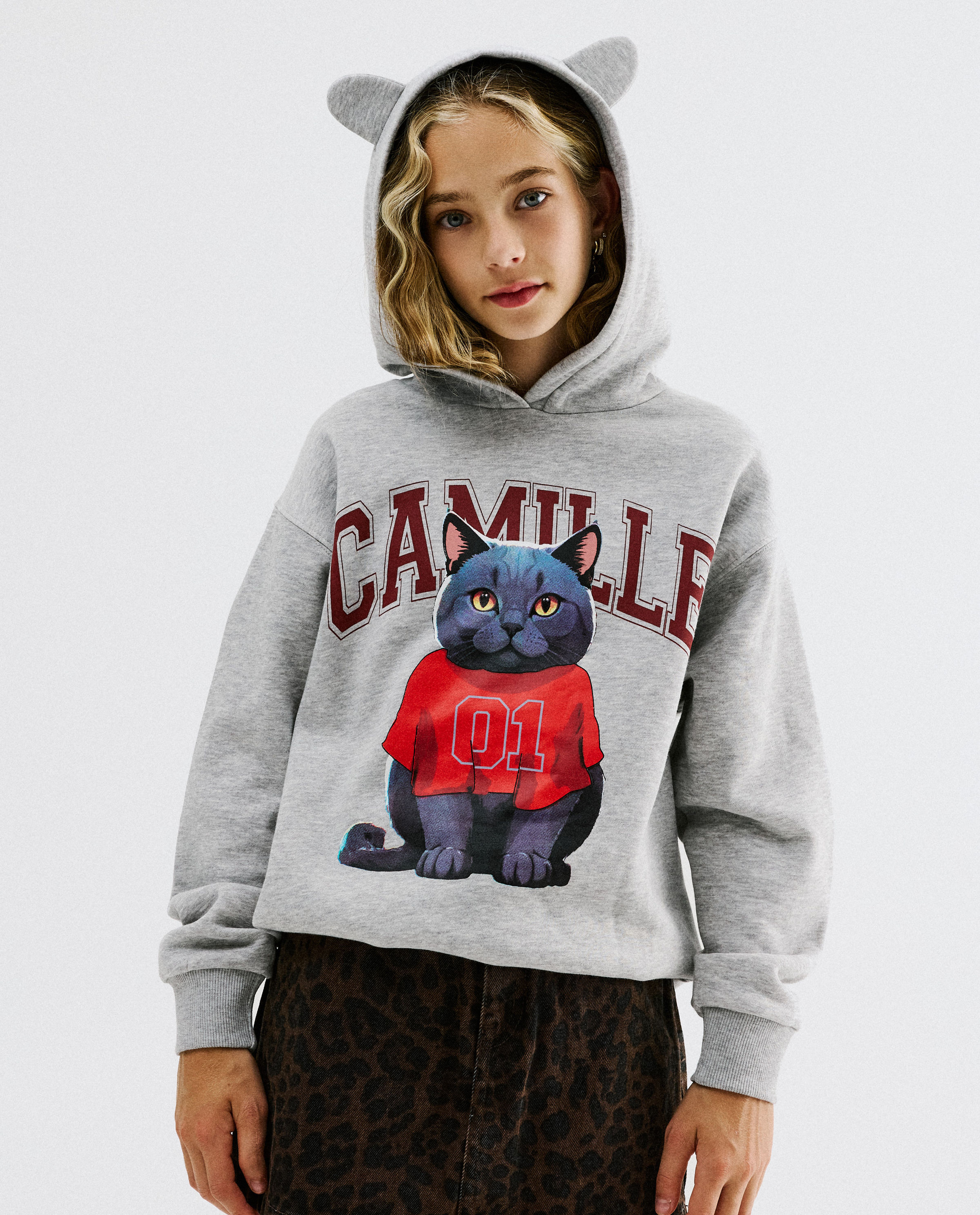 Hoodie avec imprim&eacute; Moustache, 116-164 - CAMILLE x JBC
