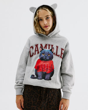 Hoodie avec imprim&eacute; Moustache, 116-164
