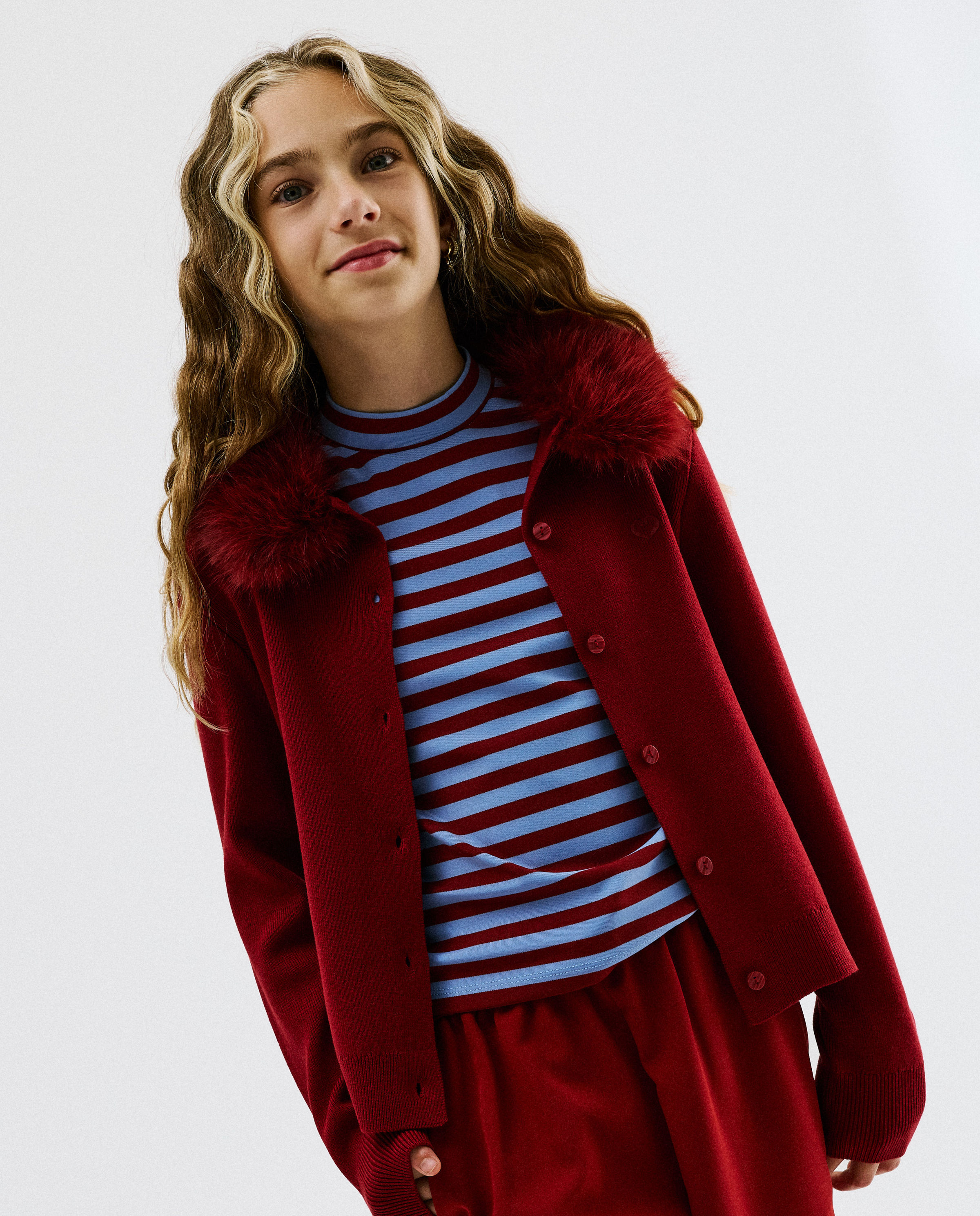 Cardigan met faux fur, 116-164 - CAMILLE x JBC